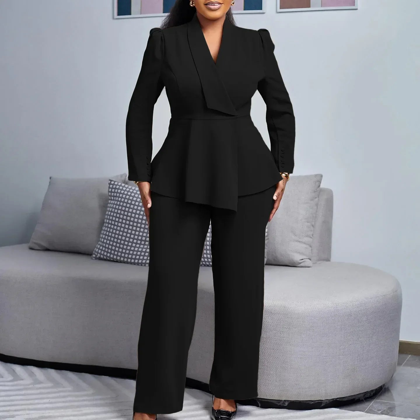 Ragna | Elegant Formelt Sæt med Skræddersyet Lang Blazer til Dame