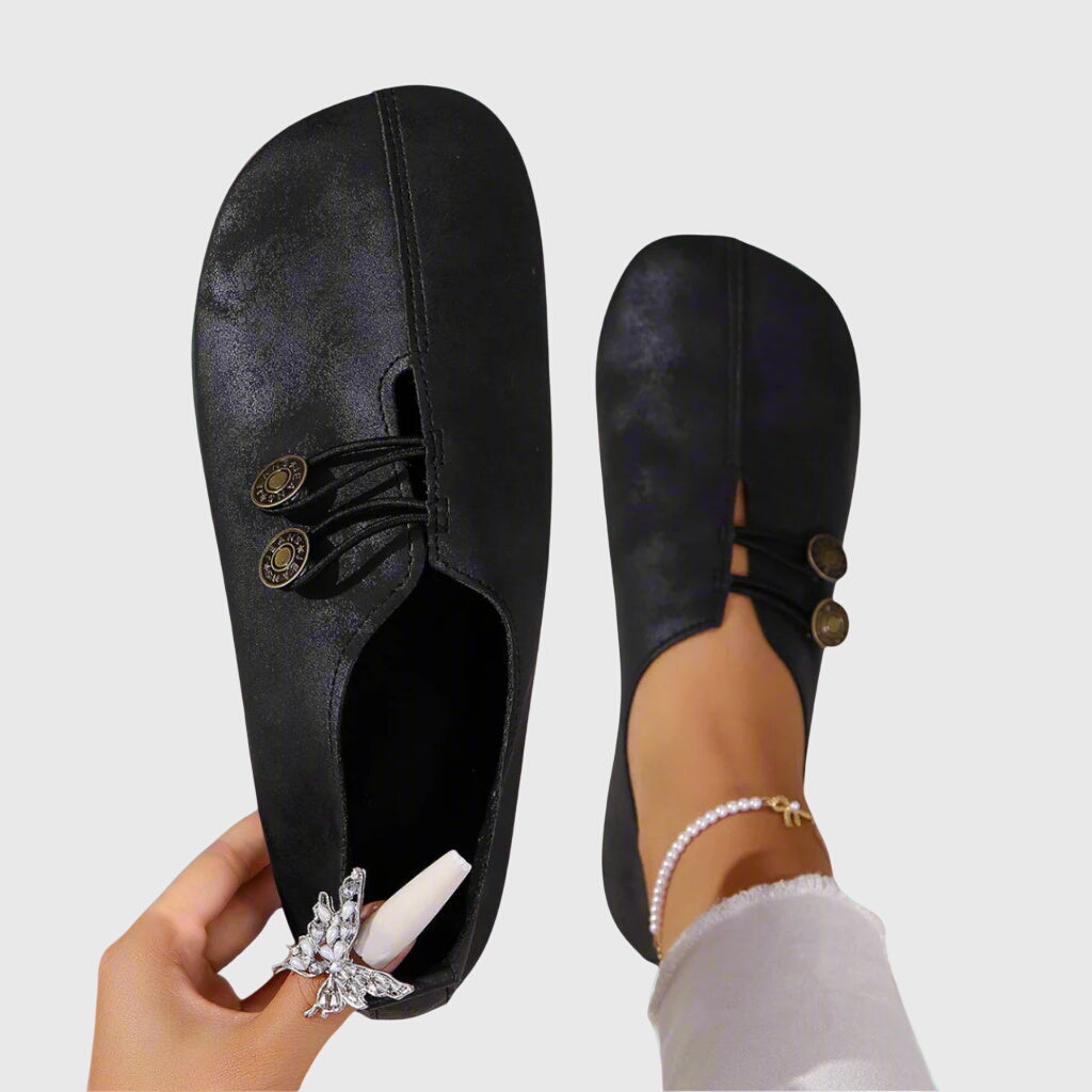 Dagmar | Kvinders Forårs Casual Slip-On Flade Sko med Knap
