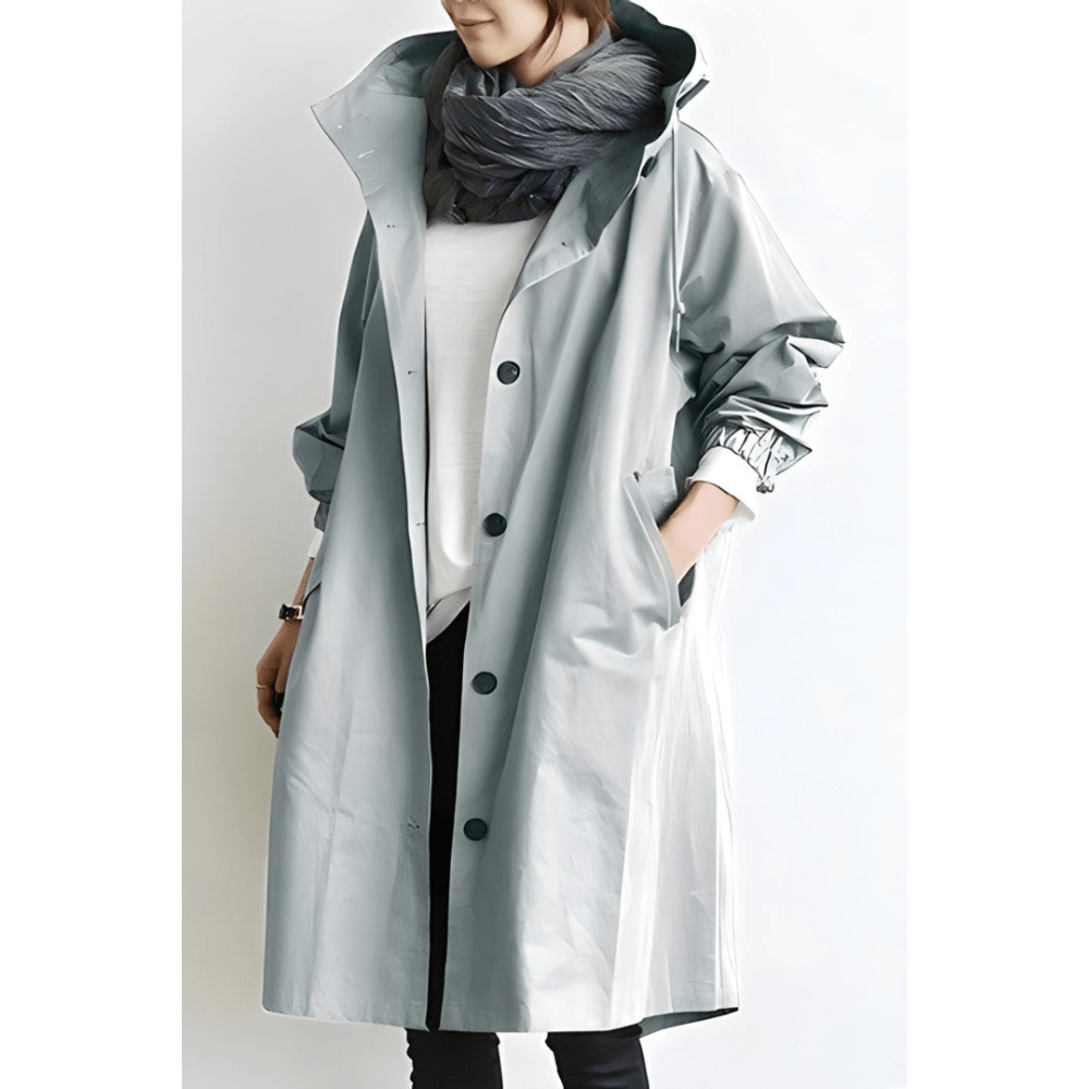 Dagmara | Oversized Hættet Frakke med Knapper