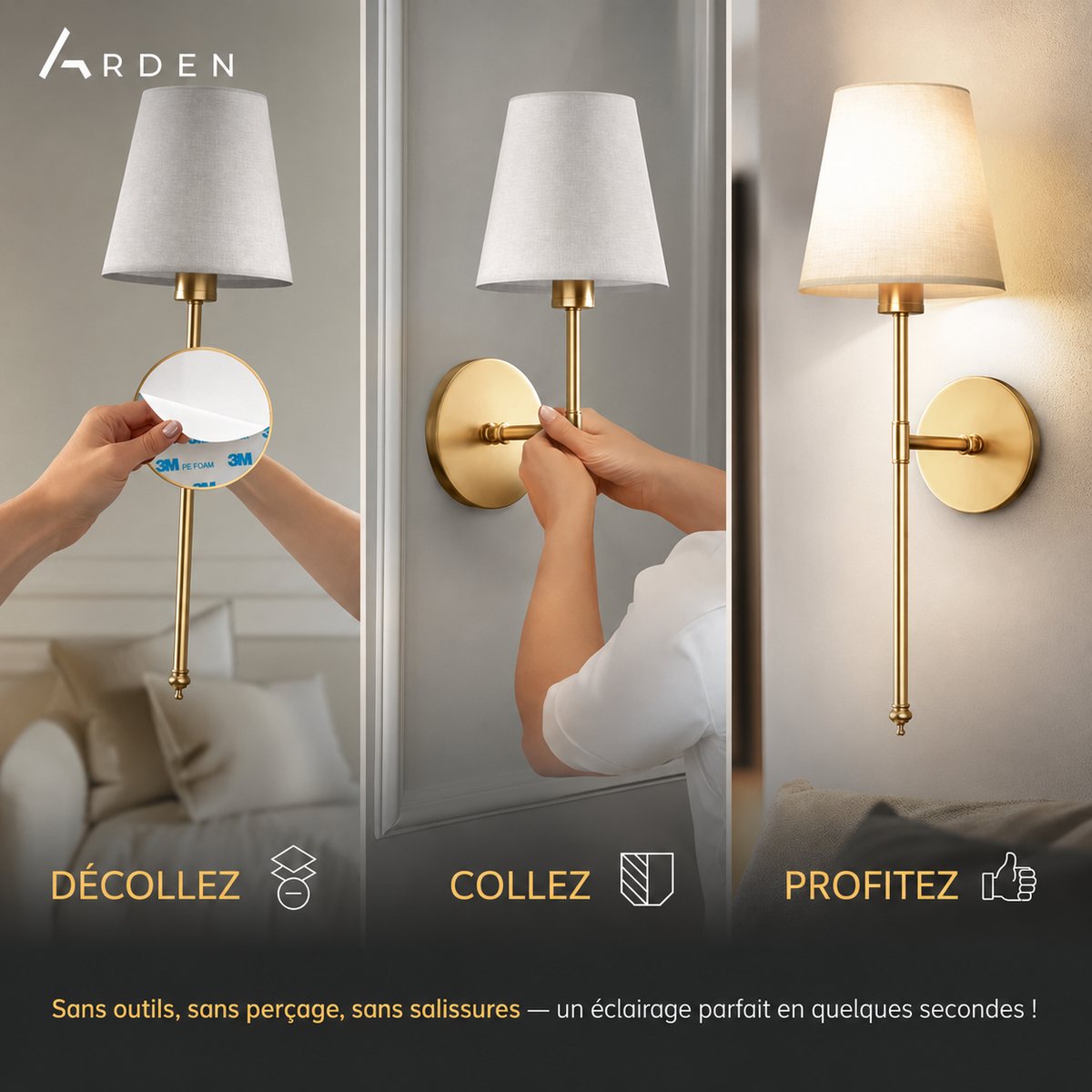 Appliques Murales Sans Fil, Sans Perçage