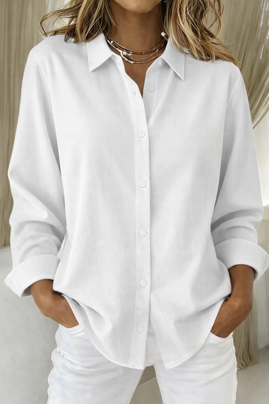Susanne | Dame Casual Knap Foran Afslappet Bluse