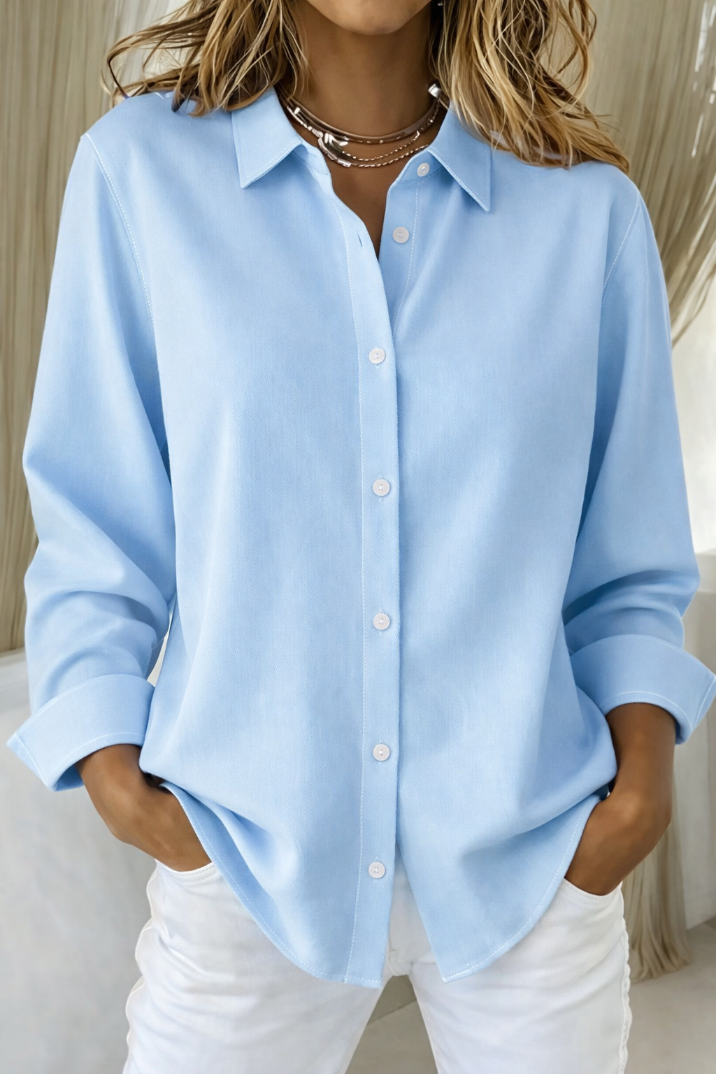 Susanne | Dame Casual Knap Foran Afslappet Bluse