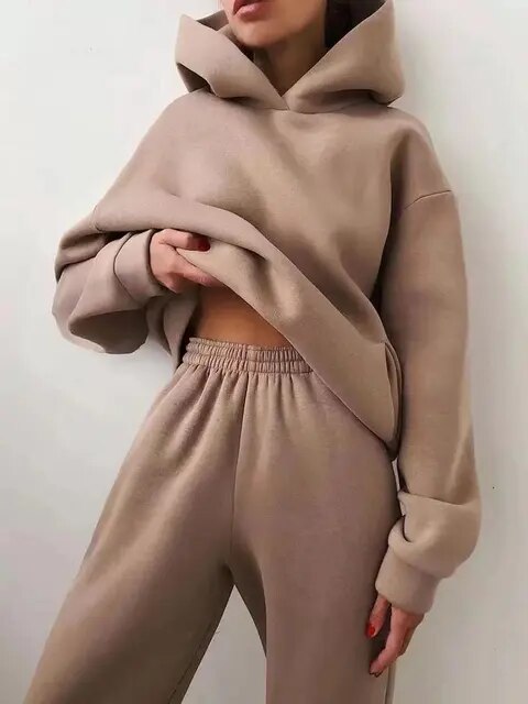 Jasmin | Dame Komfortabelt Hoodie Sæt Med Bukser