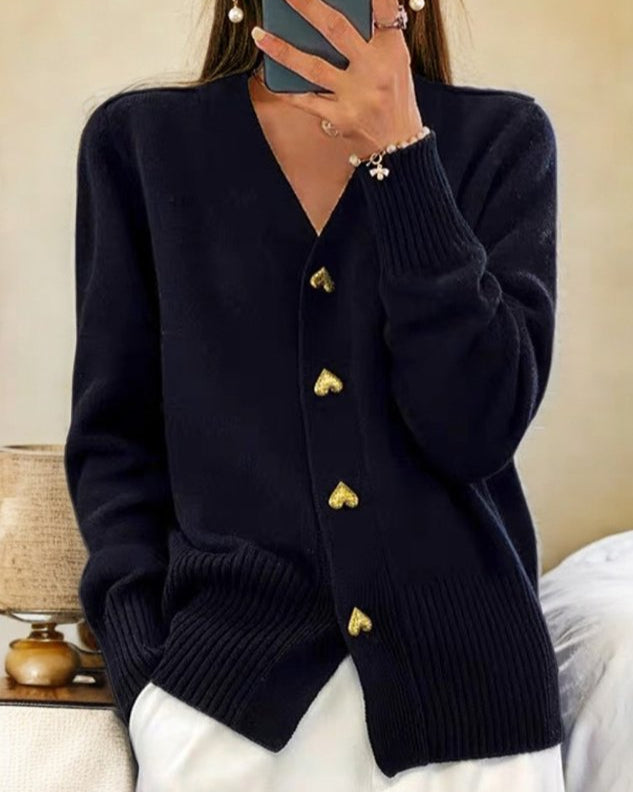 Maria | Elegant Strikket Cardigan med Knapper