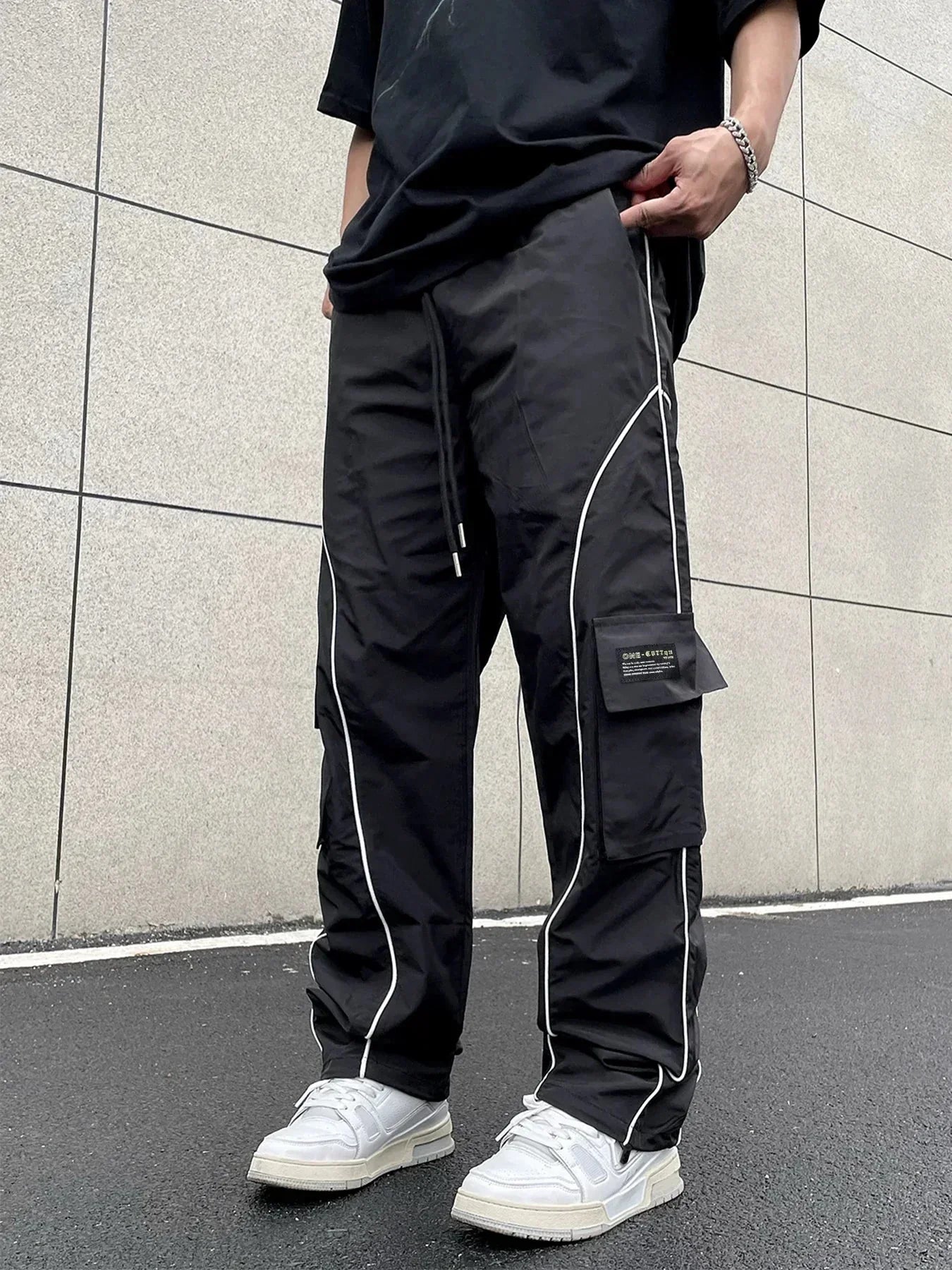 Adrian | Herre Casual Loose-Fit Cargo Bukser Med Sidestriber